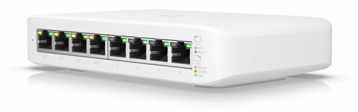 PoE-powered ceiling access point.