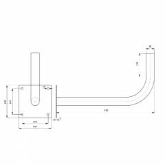 Metal Wall Mount Bracket Ø38mm L450