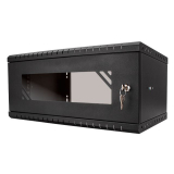 Rack Cabinet 19" 4U, 450mm, Glass Door, Black