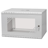 Rack Cabinet 19" 6U, 350mm, Glass Door, Gray