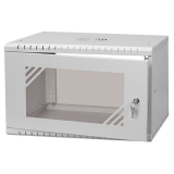 Rack Cabinet 19" 6U, 350mm, Glass Door, Gray