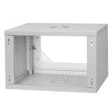 Rack Cabinet 19" 6U, 350mm, Glass Door, Gray