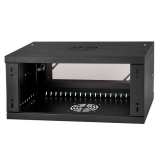 Rack Cabinet 19" 6U, 350mm, Glass Door, Black