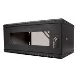 Rack Cabinet 19" 6U, 350mm, Glass Door, Black
