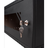 Rack Cabinet 19" 6U, 350mm, Glass Door, Black