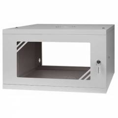 Rack Cabinet 19" 6U, 450mm, Glass Door, Gray