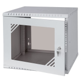 Rack Cabinet 19" 9U, 450mm, Glass Door, Gray