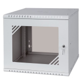 Rack Cabinet 19" 9U, 450mm, Glass Door, Gray