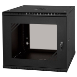 Rack Cabinet 19" 9U, 450mm, Glass Door, Black