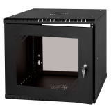 Rack Cabinet 19" 9U, 450mm, Glass Door, Black