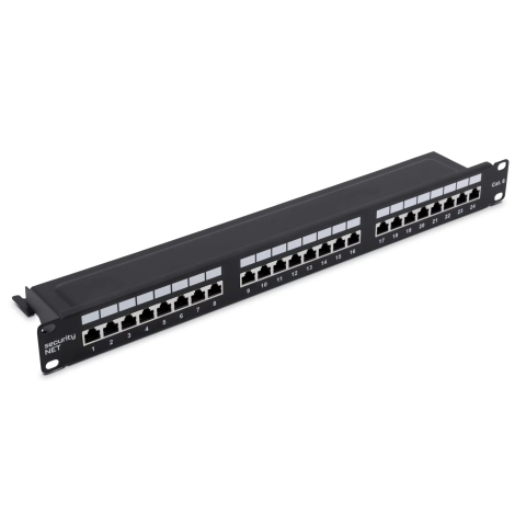 Patch Panel Cat6 UTP 24-Port RJ-45 19" 1U with Shelf