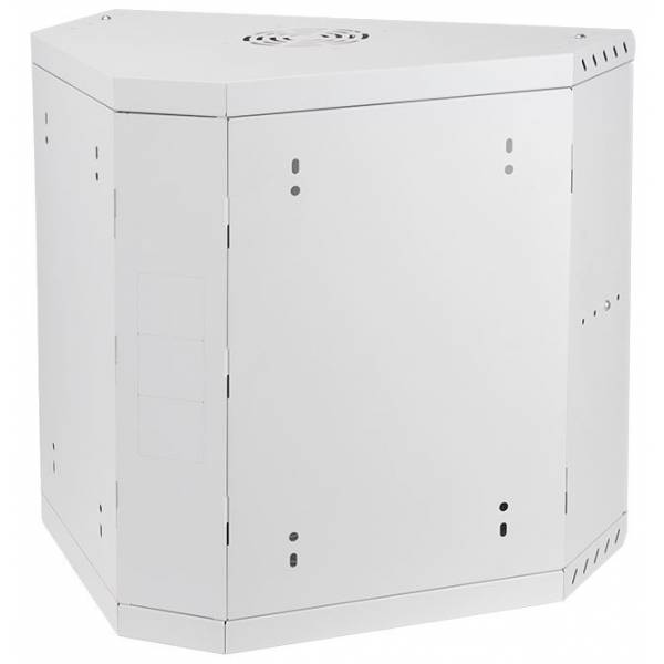 Rack Cabinet Corner 19" 9U, 330mm, Glass Door, Gray