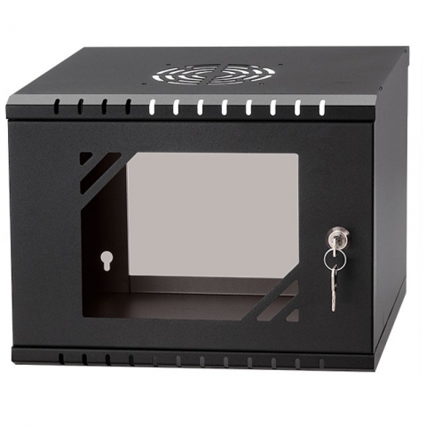Rack Cabinet 10" 4U, 280mm, Glass Door, Black