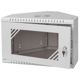 Rack Cabinet Corner 19" 6U, 330mm, Glass Door, Gray