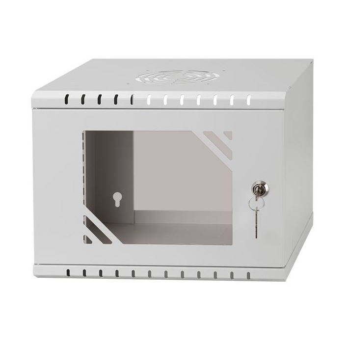 Rack Cabinet 10" 4U, 280mm, Glass Door, Grey