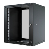 Rack Cabinet 19" 12U, 450mm, Glass Door, Black