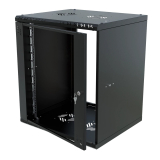 Rack Cabinet 19" 12U, 450mm, Glass Door, Black