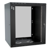 Rack Cabinet 19" 12U, 450mm, Glass Door, Black