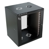 Rack Cabinet 19" 12U, 450mm, Glass Door, Black