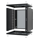 Rack Cabinet 19" 12U, 450mm, Glass Door, Black