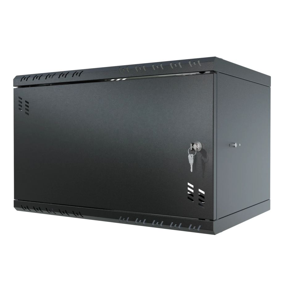 Rack Cabinet 19" 6U, 350mm, Metal Door, Black