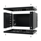 Rack Cabinet 19" 6U, 350mm, Metal Door, Black