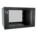 Rack Cabinet 19" 6U, 450mm, Glass Door, Black