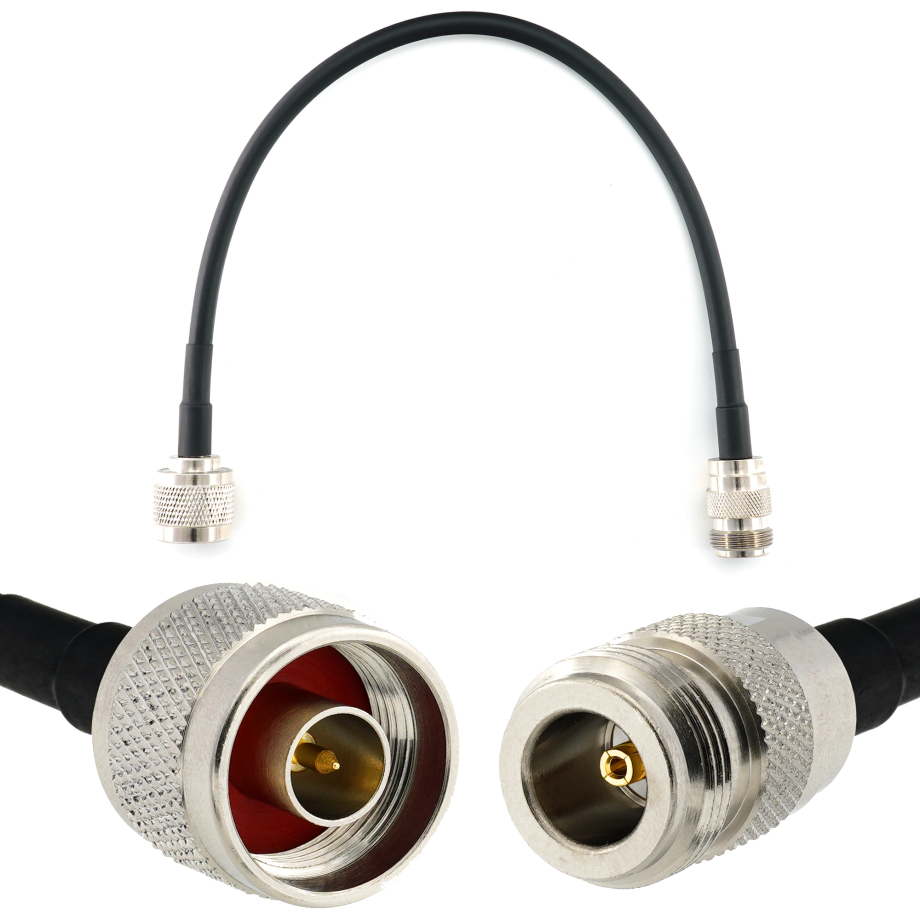 N Male to N Female 30cm Coaxial Cable — HF240 (LMR240 equivalent)