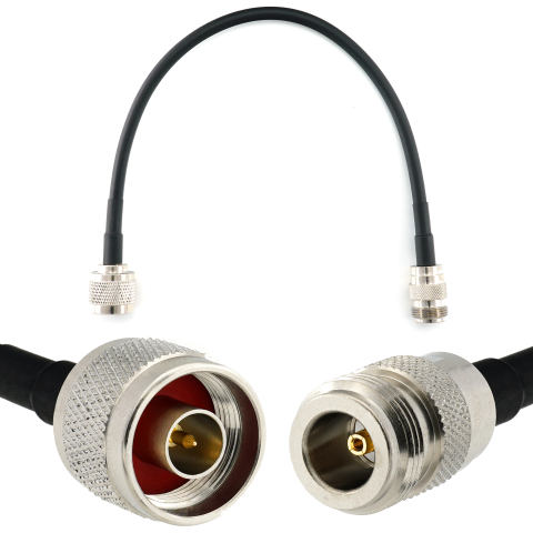 N Male to N Female 30cm Coaxial Cable — HF240 (LMR240 equivalent)