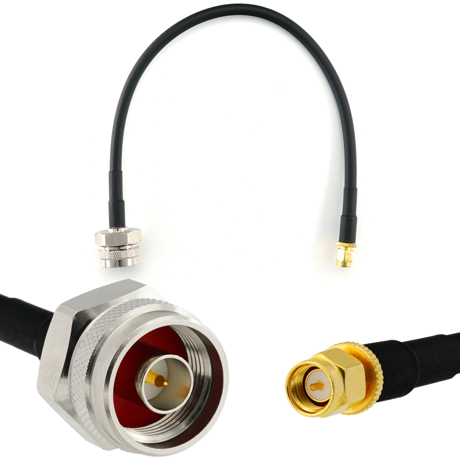 SMA Male to N Male Hex 30cm Coaxial Cable — HF240 (LMR240 equivalent)
