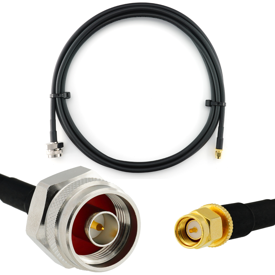 SMA Male to N Male Hex 1m Coaxial Cable — HF240 (LMR240 equivalent)