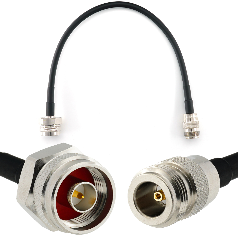 N Male Hex to N Female 30cm Coaxial Cable — HF240 (LMR240 equivalent)