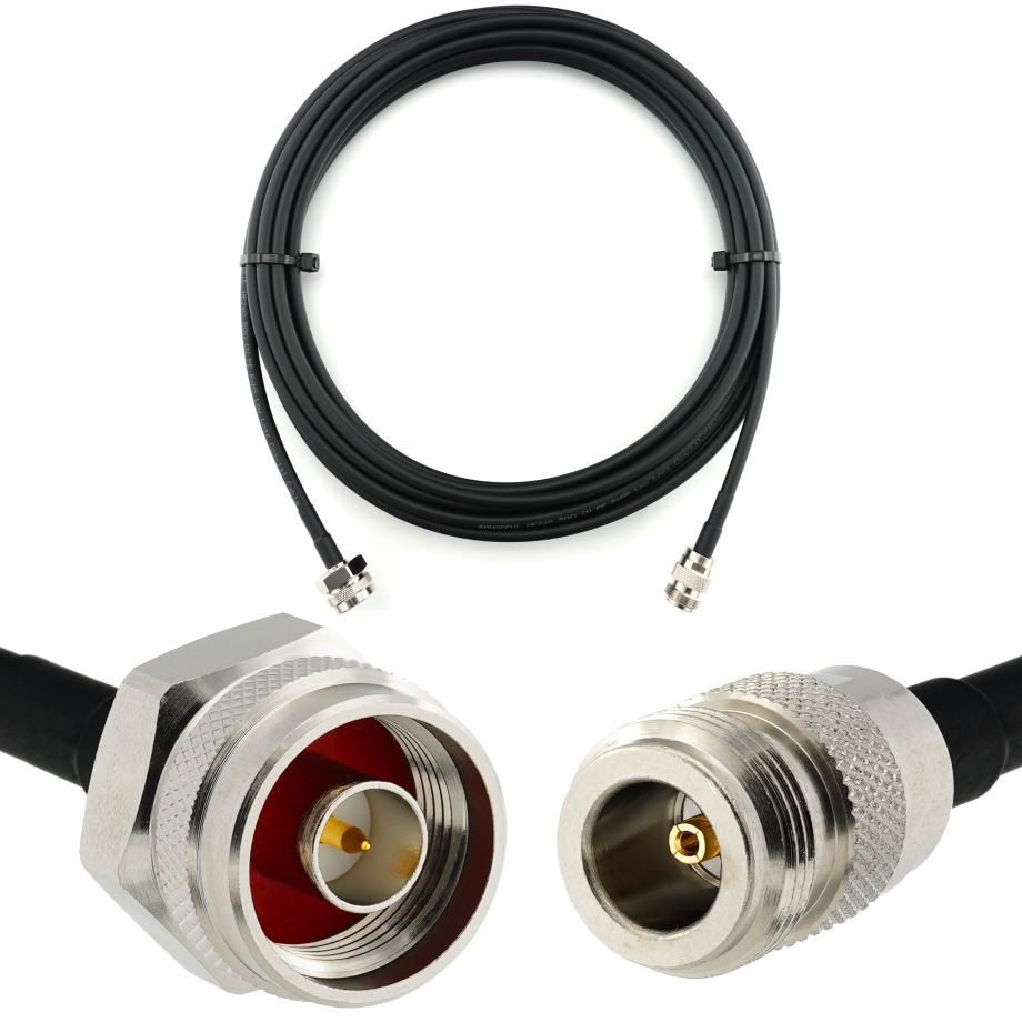 N Male Hex to N Female 5m Coaxial Cable — HF240 (LMR240 equivalent)