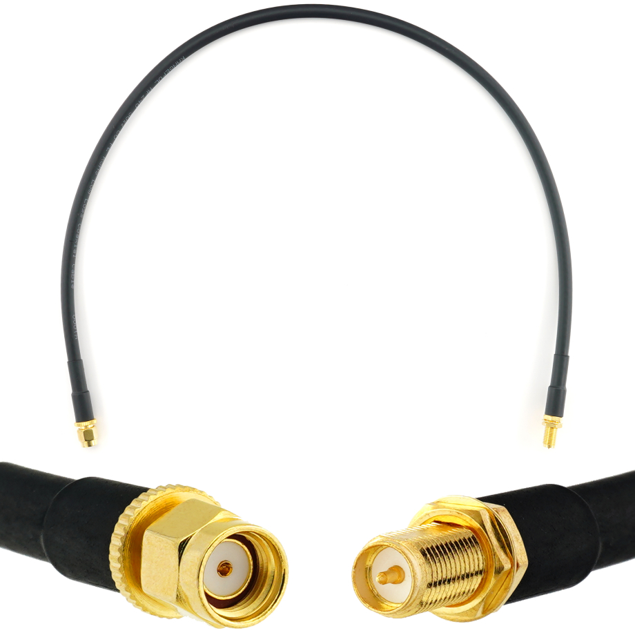RP-SMA Male to RP-SMA Female 50cm Coaxial Cable — HF240 (LMR240 equivalent)