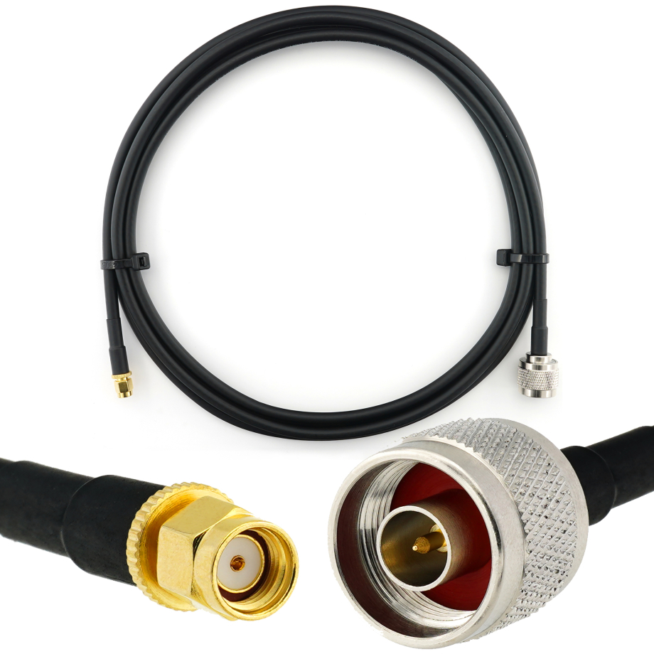 RP-SMA Male to N Male 2m Coaxial Cable — HF240 (LMR240 equivalent)