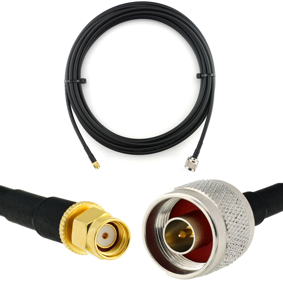 RP-SMA Male to N Male 15m Coaxial Cable — HF240 (LMR240 equivalent)