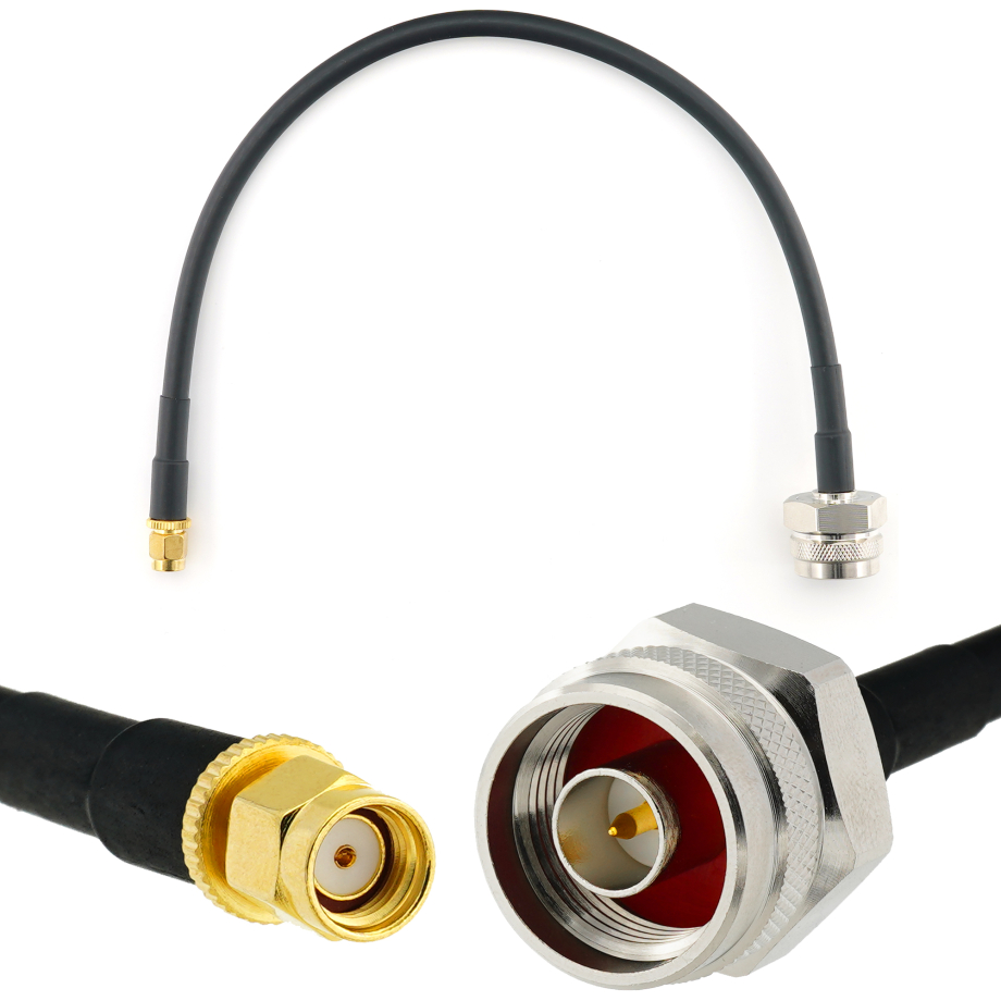 RP-SMA Male to N Male Hex 30cm Coaxial Cable — HF240 (LMR240 equivalent)