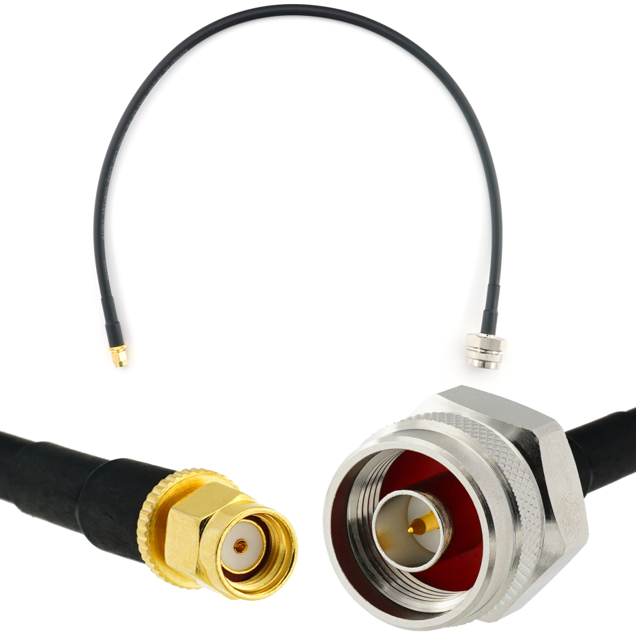 RP-SMA Male to N Male Hex 50cm Coaxial Cable — HF240 (LMR240 equivalent)