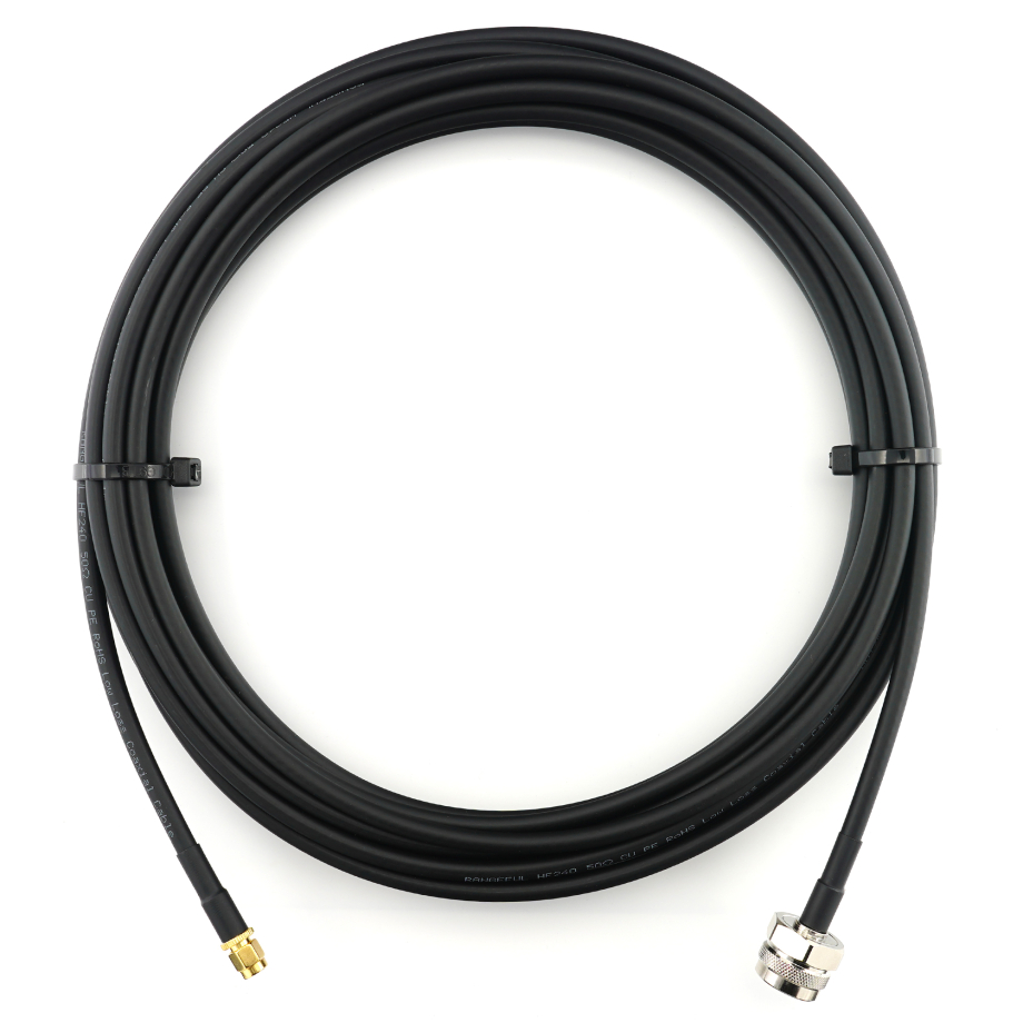 RP-SMA Male to N Male Hex 5m Coaxial Cable — HF240 (LMR240 equivalent)