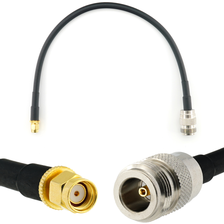 RP-SMA Male to N Female 30cm Coaxial Cable — HF240 (LMR240 equivalent)