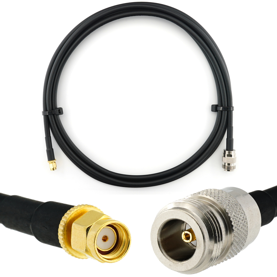 RP-SMA Male to N Female 2m Coaxial Cable — HF240 (LMR240 equivalent)