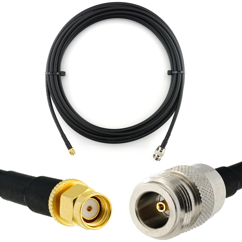 RP-SMA Male to N Female 15m Coaxial Cable — HF240 (LMR240 equivalent)