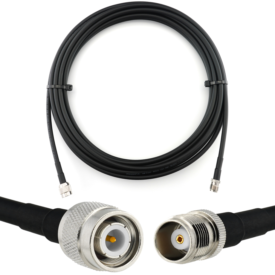 TNC Male to TNC Female 10m Coaxial Cable — HF240 (LMR240 equivalent)