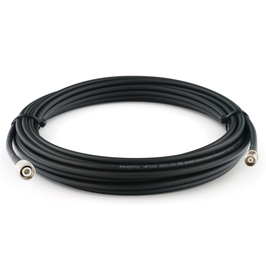 TNC Male to TNC Female 10m Coaxial Cable — HF240 (LMR240 equivalent)