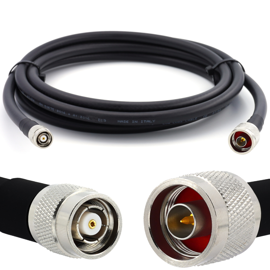 N Male to RP-TNC Male 5m Flexible Coaxial Cable — LMR400 UF UltraFlex equivalent