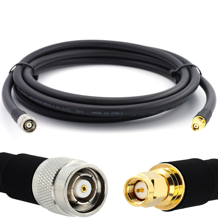 SMA Male to RP-TNC Male 5m Flexible Coaxial Cable — LMR400 UF UltraFlex equivalent