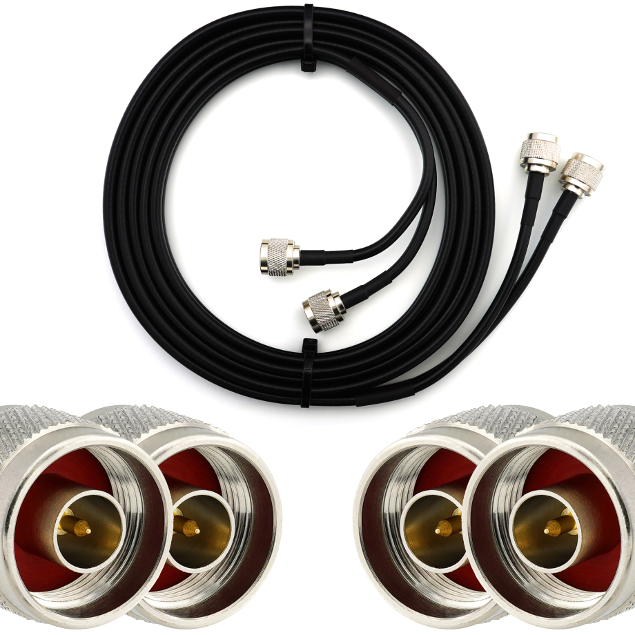 N Male to N Male 15m Twin Coaxial Cable — HF240 (LMR240 equivalent)