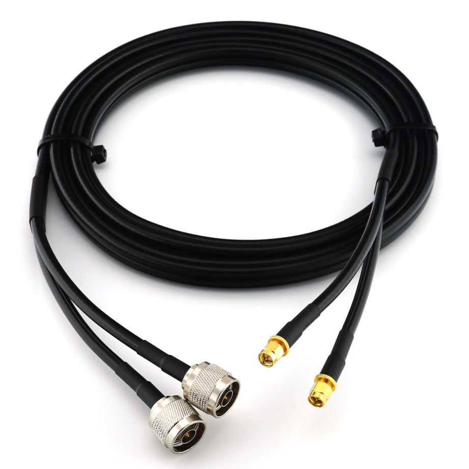 SMA Male to N Male 10m Twin Coaxial Cable — HF240 (LMR240 equivalent)