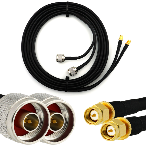 SMA Male to N Male 12m Twin Coaxial Cable — HF240 (LMR240 equivalent)