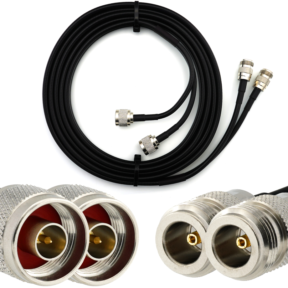 N Male to N Female 5m Twin Coaxial Cable — HF240 (LMR240 equivalent)